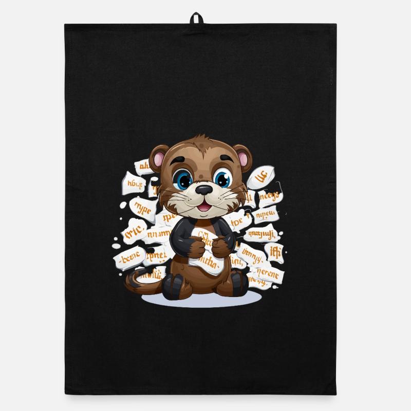Learning otter with paper chaos Organic dish towel