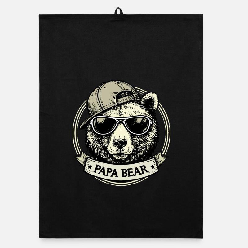 Papa Bear Cadeau rétro rétro Cool Dad Papa Torchon bio