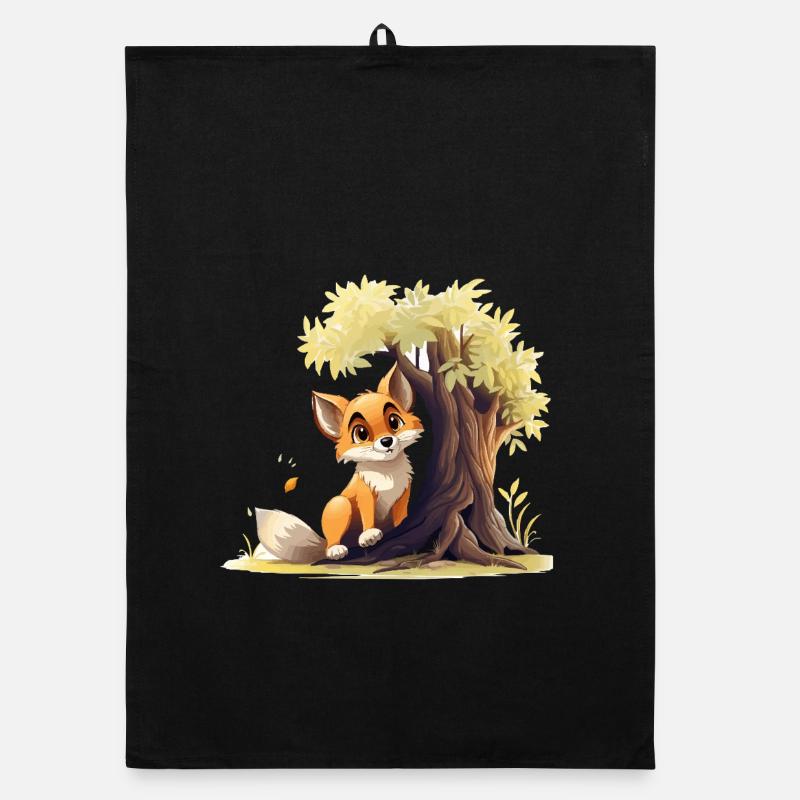 Renard de la forêt sur l’arbre doré Torchon bio