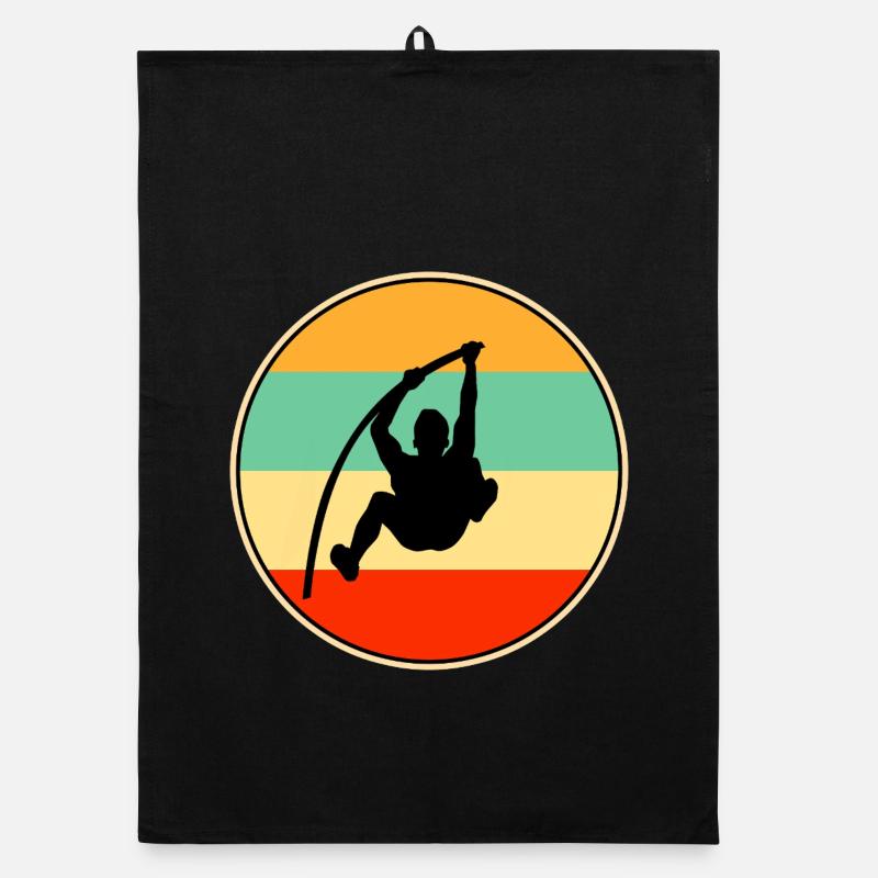 Vintage Pole High Jump Silhouette Retro Sunset Art Organic dish towel