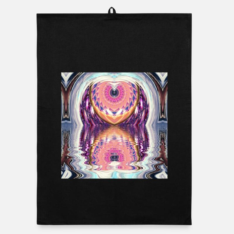 Circle Mandala Reflection in Neon Colors Organic dish towel