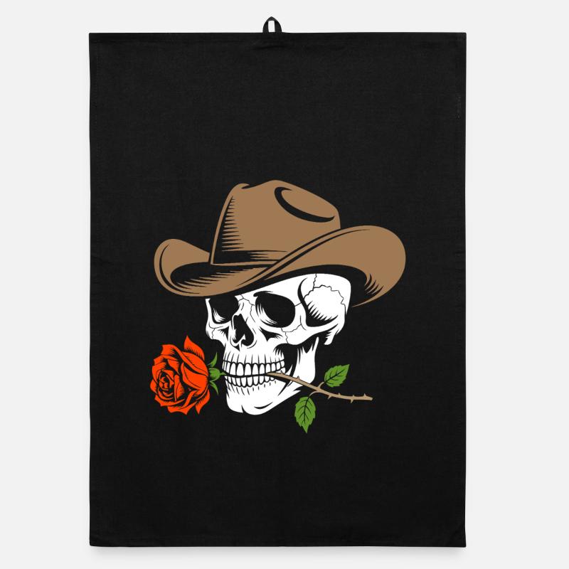 Skelett Cowboy Rose Organic Geschirrtuch