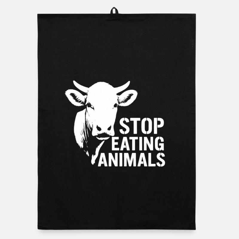 Kuh-Silhouette Stop Eating Animals Organic Geschirrtuch