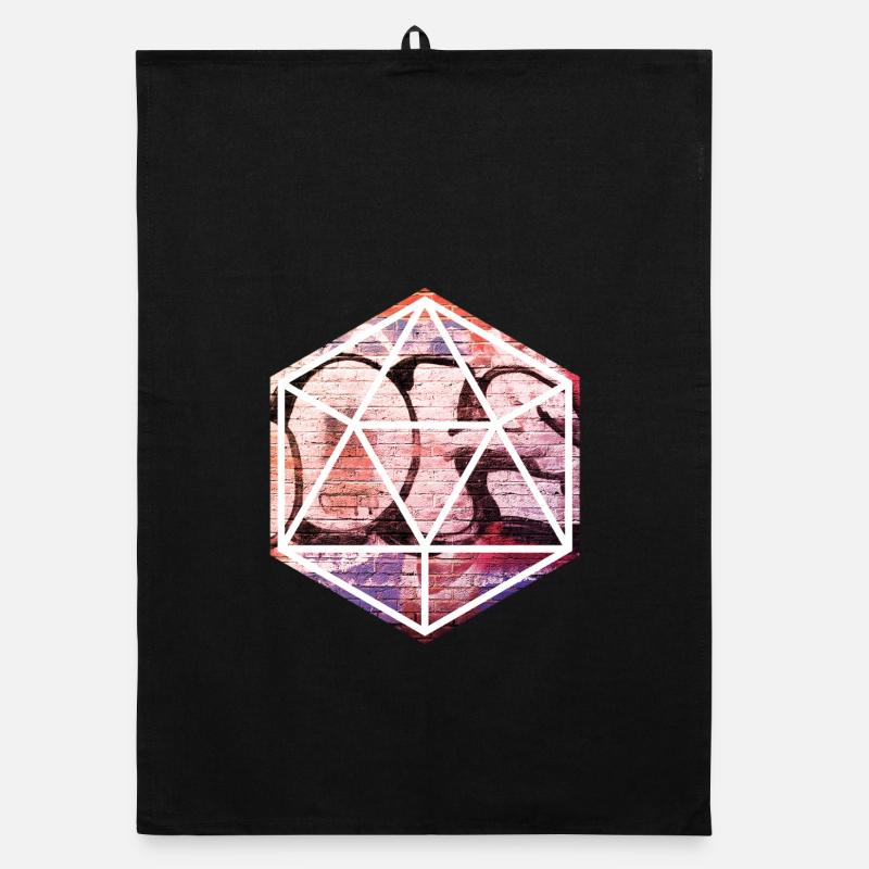 Geometric Graffiti Prism Over Brick Wall Organic dish towel