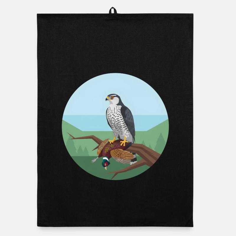Goshawk with pheasant Organic dish towel
