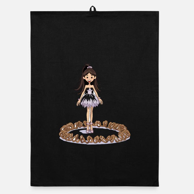 Dancing fairy on pretzel ring Organic dish towel