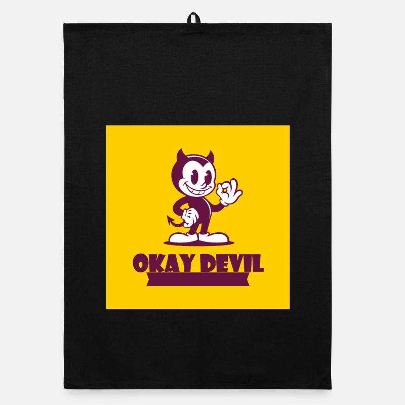 Okay Devil Mascot on Yellow Organic dish towel