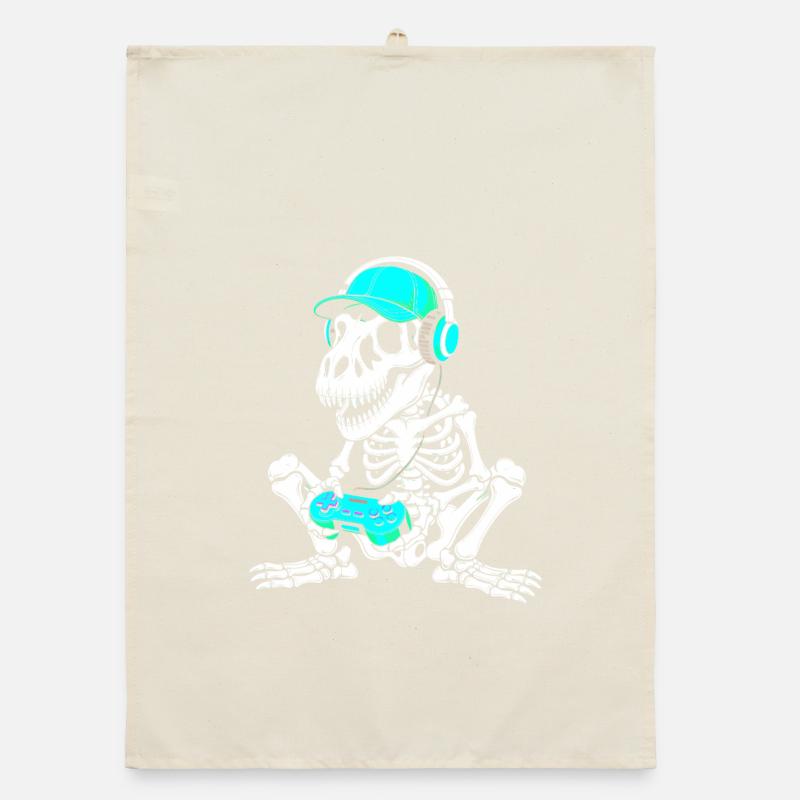 Skeleton DJ with controller and headset Organic dish towel