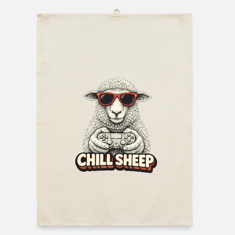 Chill Sheep Gaming Graphics Organic dish towel