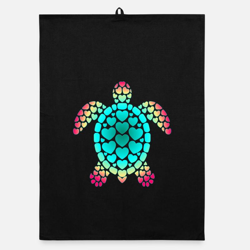 Valentine's Day Diver Turtle Organic dish towel