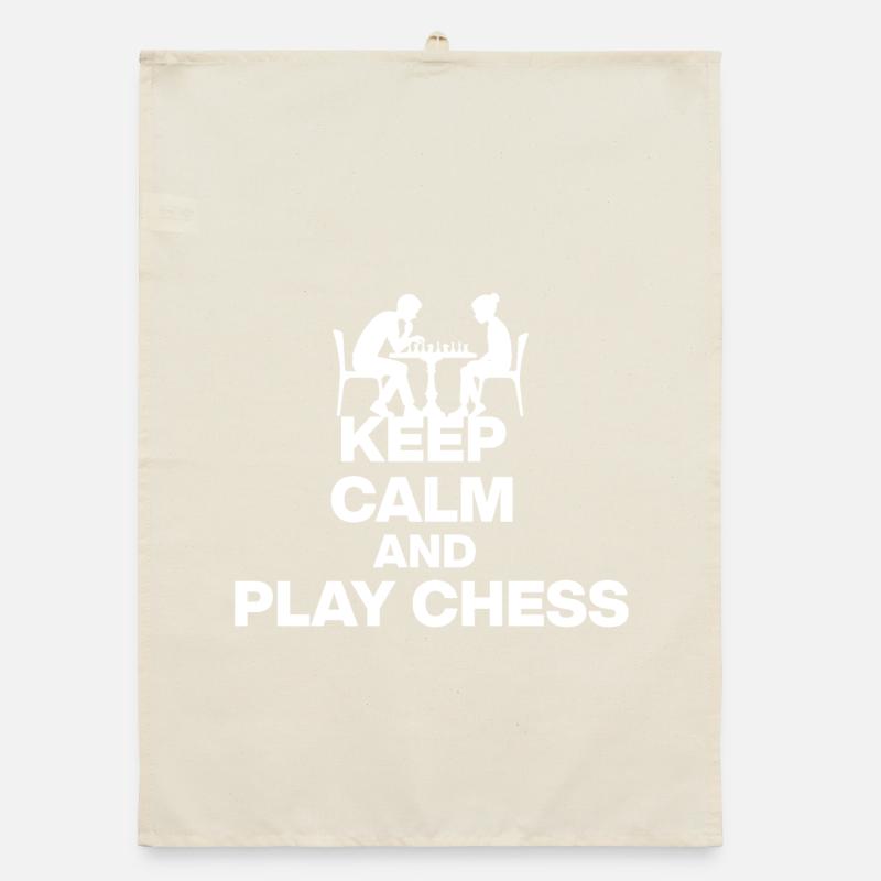 KEEP CALM AND PLAY CHESS! CHESS FANS Black Organic dish towel