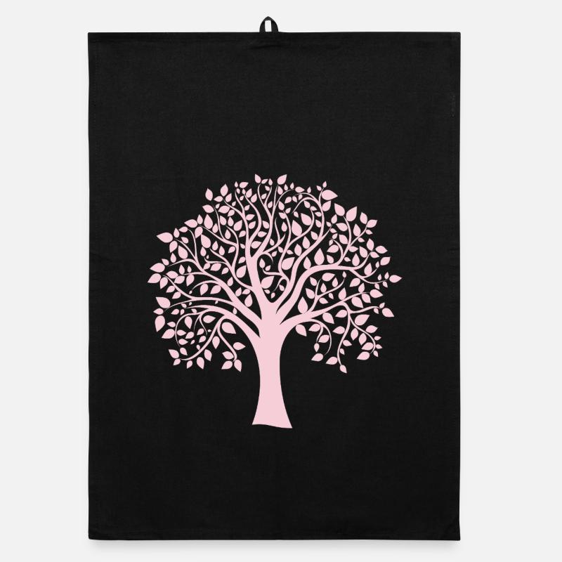Icon Pink Jumbo Tree Print Silhouette - Organic Geschirrtuch - Schwarz