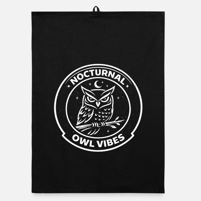 Nocturnal Owl Vibes – Nacht Eule Organic Geschirrtuch