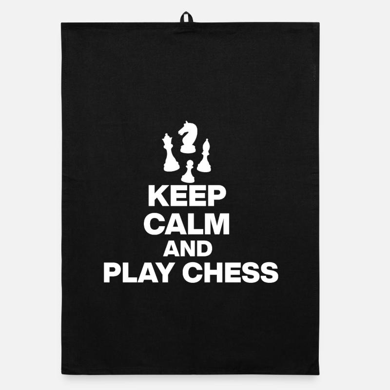 KEEP CALM AND PLAY CHESS! CHESS PLAYER white Organic dish towel