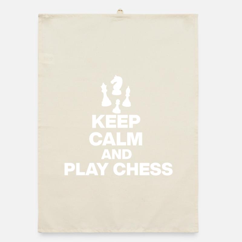 KEEP CALM AND PLAY CHESS! CHESS PLAYER white Organic dish towel