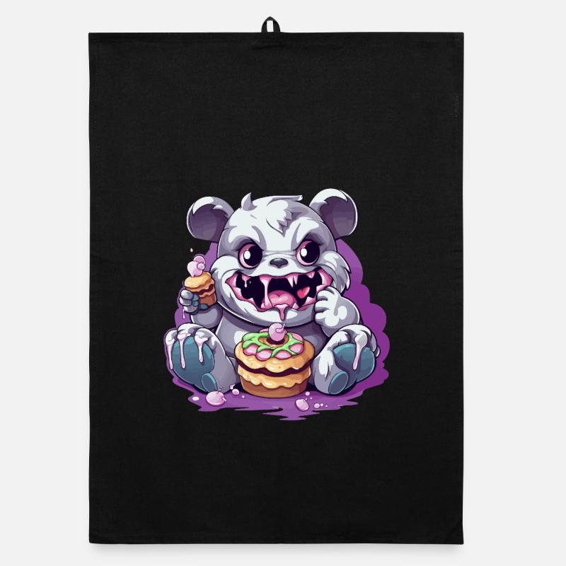 Cute panda monster with candy Organic dish towel