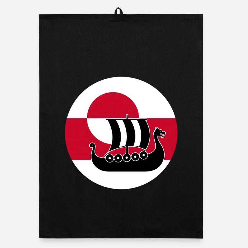 Conception de drakkar du drakkar du drapeau du Groenland Torchon bio