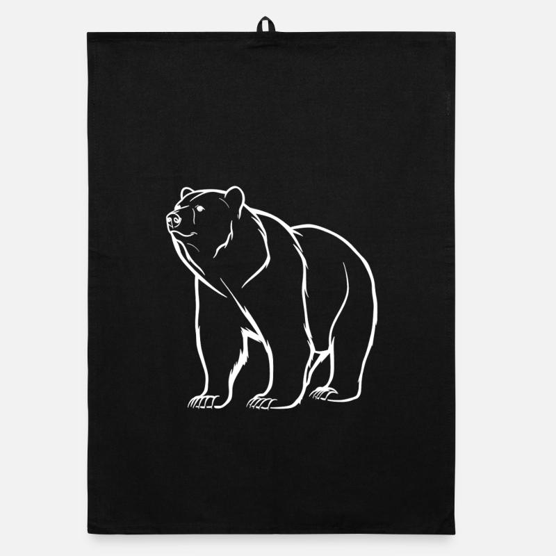 Minimalist bear silhouette and symbolic logo Organic dish towel