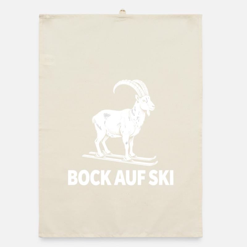 Funny ibex for skiers Organic dish towel
