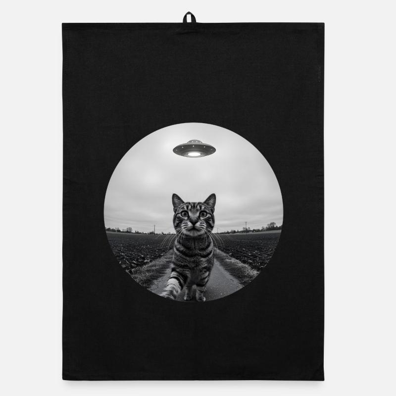 Design drôle d’extraterrestre d’un chat spatial OVNI Torchon bio