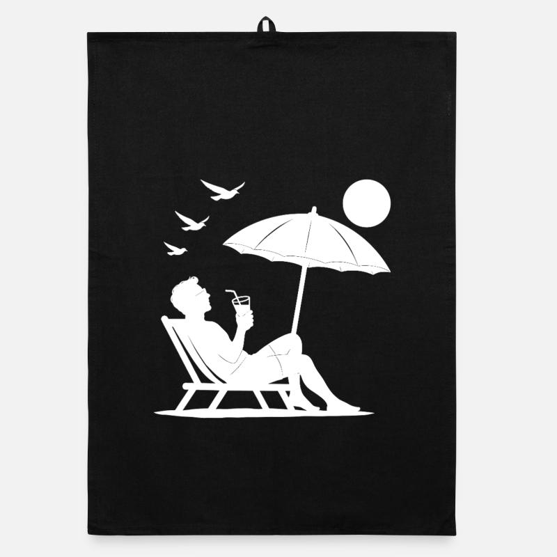 Relaxing in a deck chair on the beach Organic dish towel