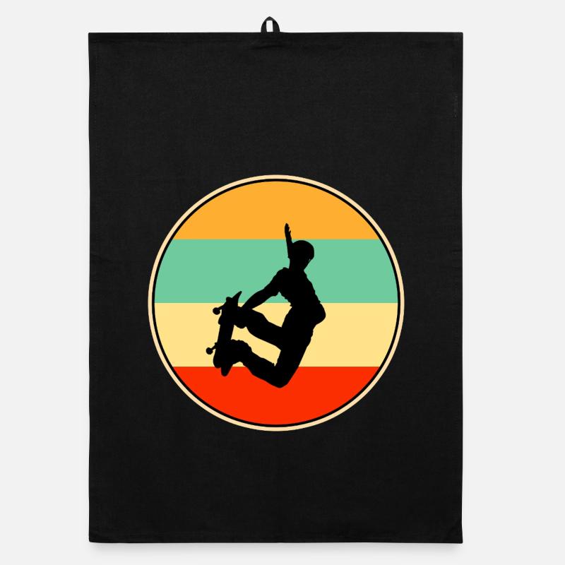 Retro Skater Sunset 80s Style Skateboarding Organic dish towel