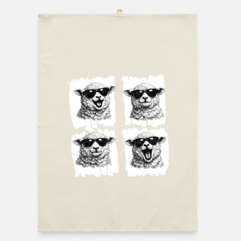 Sheep Sunglasses Quartet Organic dish towel