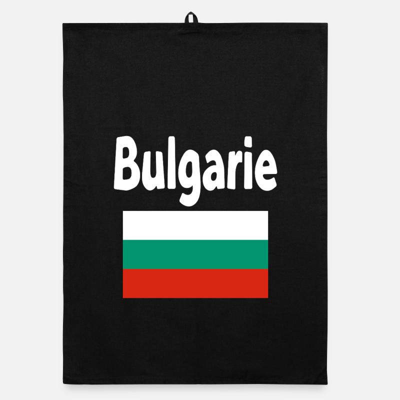 Bulgarie Drapeau et Typographie Bold - Torchon bio - noir