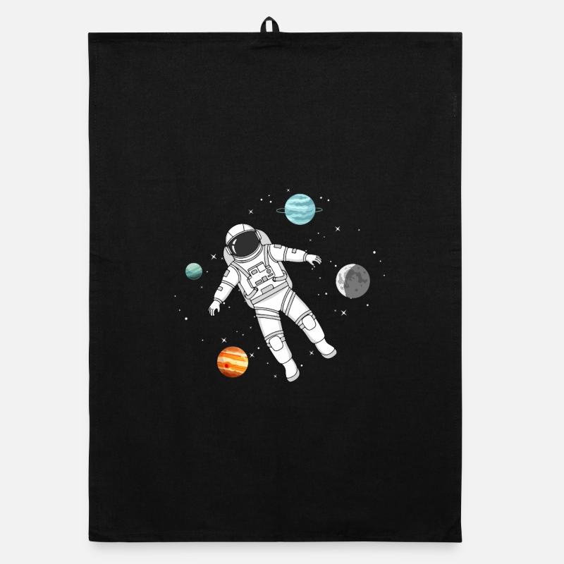 Astronaut schwebt im Weltall mit Planeten Organic Geschirrtuch