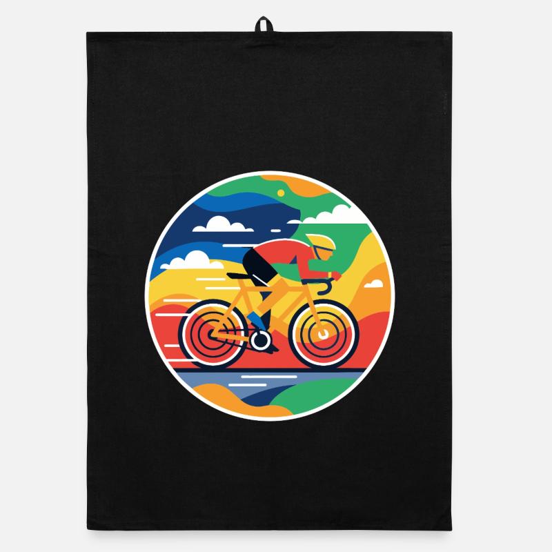 Image circulaire colorée de cycliste Torchon bio