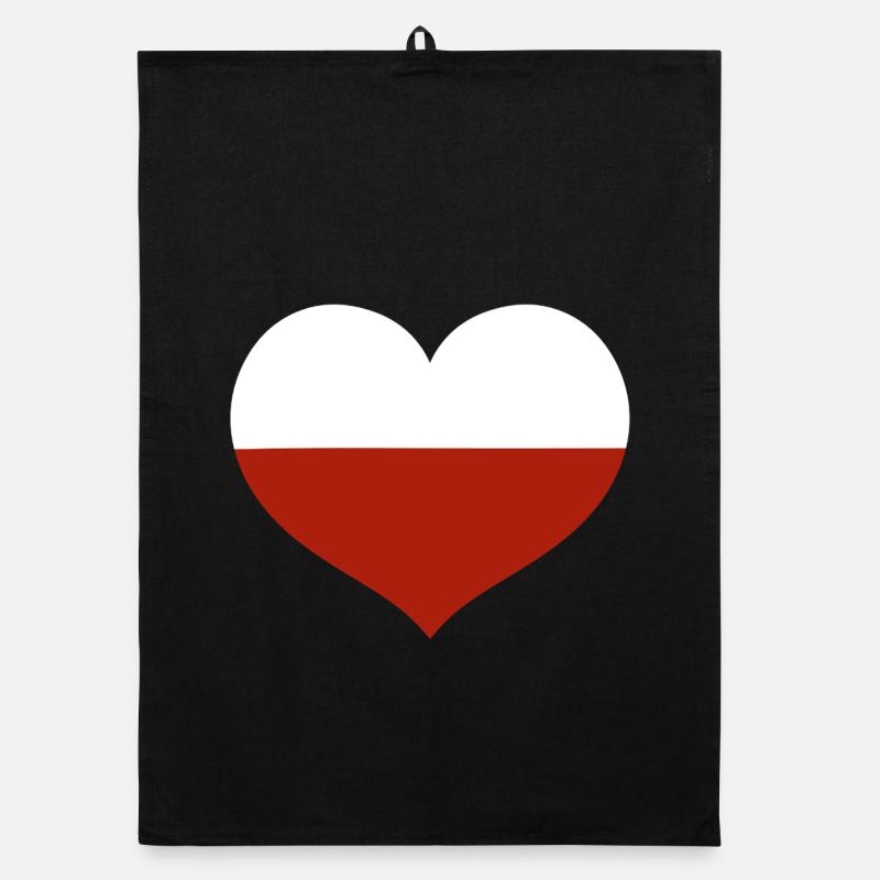 Emblem der polnischen Flagge Herz Organic Geschirrtuch