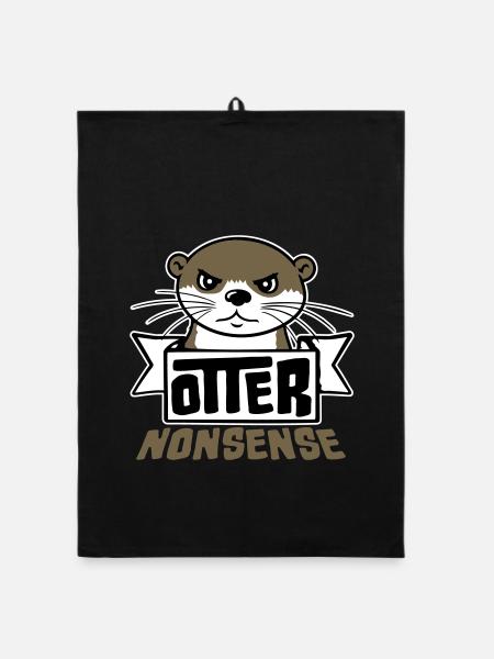 N’importe quoi de loutre, jeu de mots drôle, expression d’amour de la loutre - Torchon bio - noir - Devant