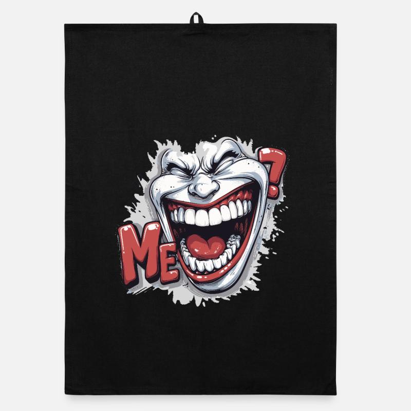 Crazy Laughing white face in a comics style Torchon bio