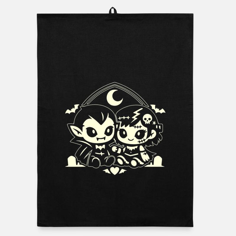 Duo de vampires adorables nocturnes Torchon bio