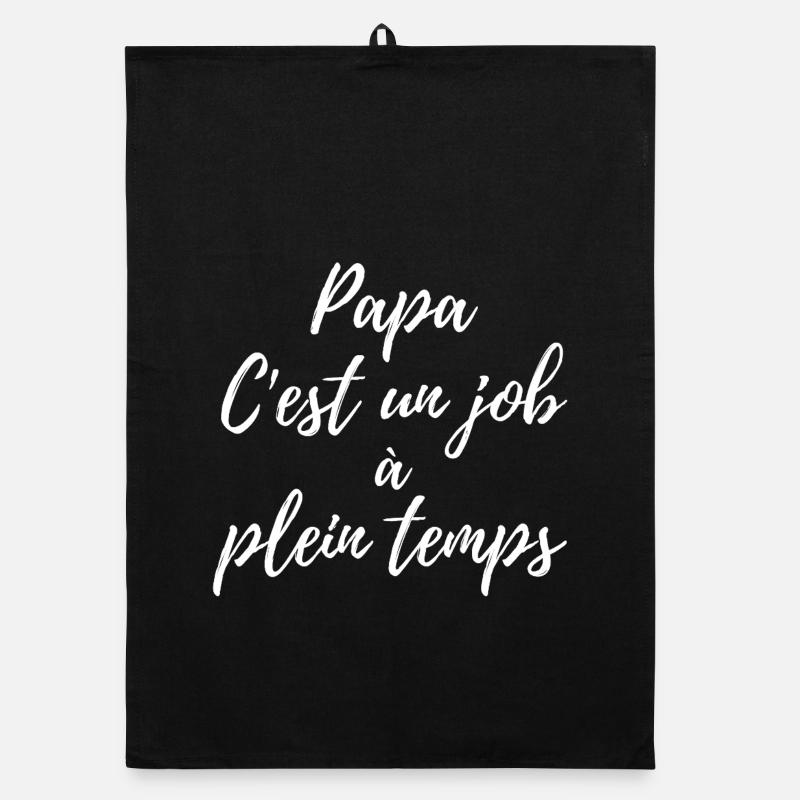 Père à plein temps – Script Élégant Torchon bio