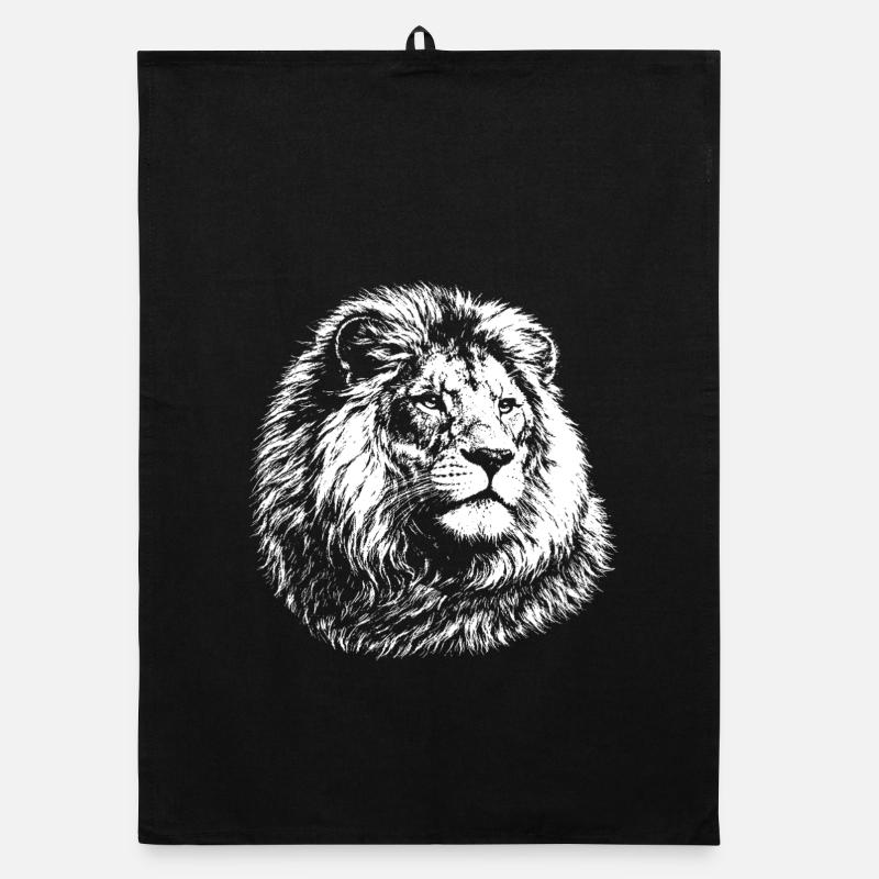 Leo – realistic black and white graphics Organic dish towel