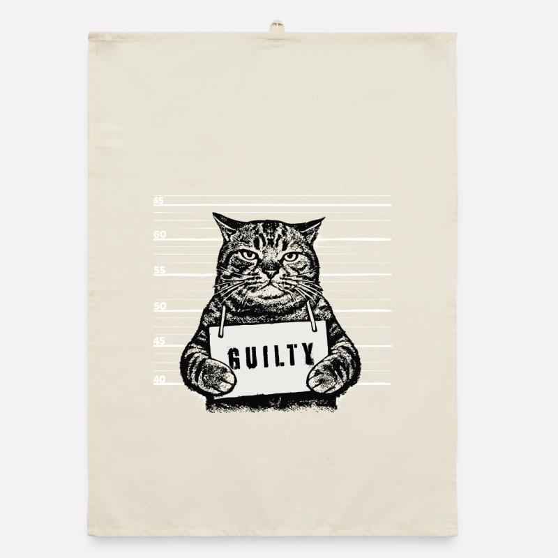 Grim Cat – Mugshot Guilty Design Organic dish towel