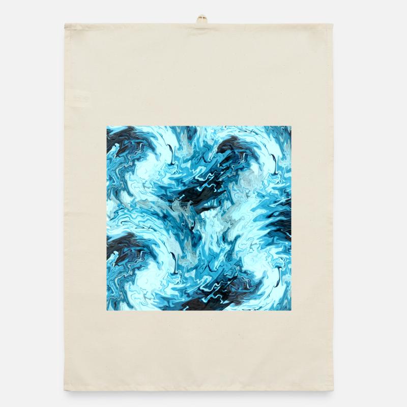 Aqua Marble Pattern Waves Organic dish towel