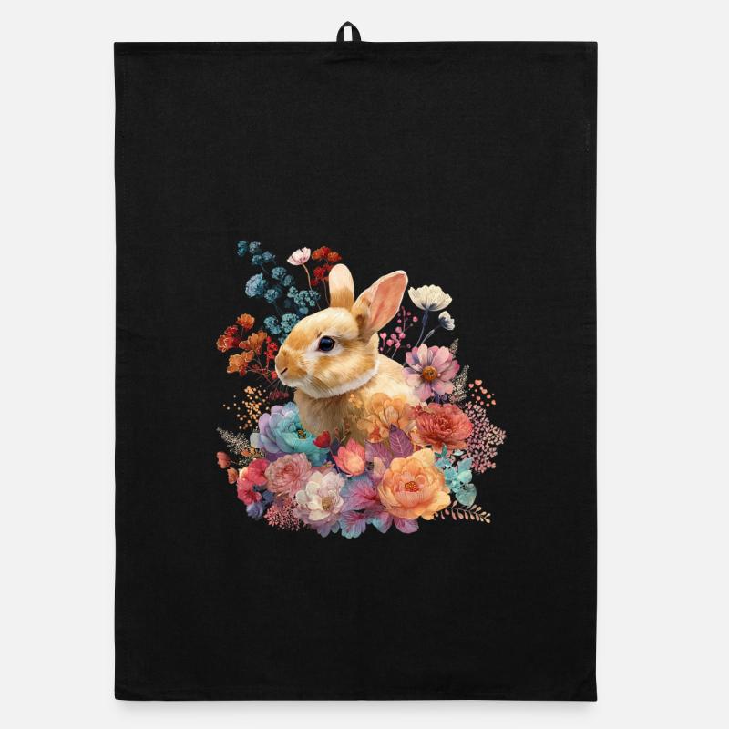 Fleurs de lapins florales Torchon bio