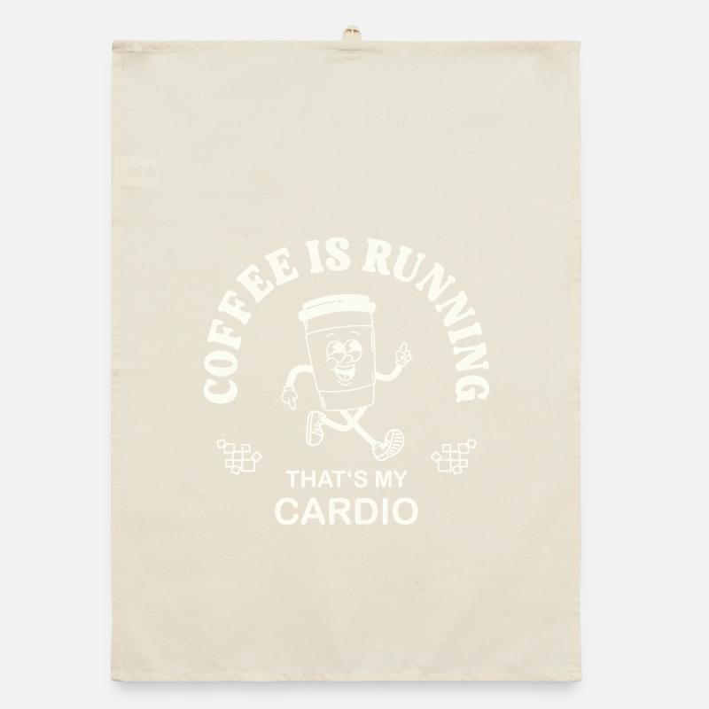 Coffee Is Running – Coffee Drinker Saying retro Organic dish towel