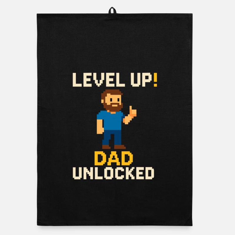 Level Dad Unlocked – Retro Pixel Art for Dads Organic dish towel