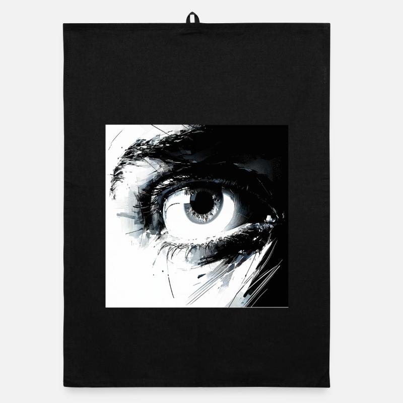 Abstract eye in black and white Organic dish towel