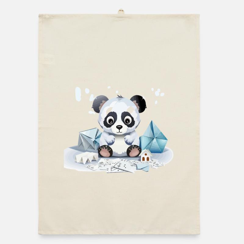 Panda câlin dans le trésor de glace Torchon bio