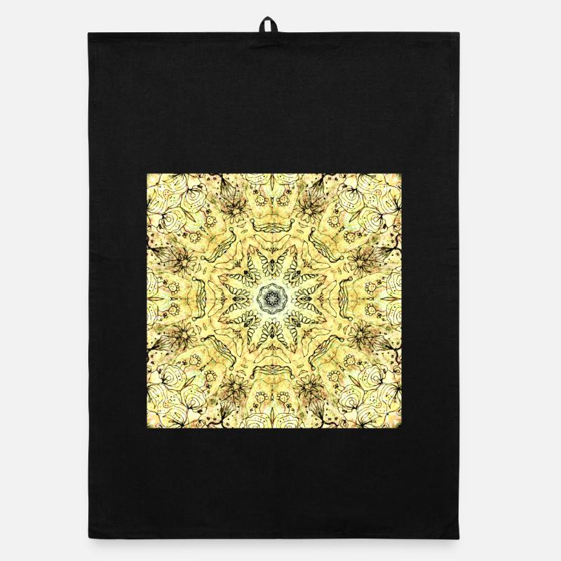 Kaleidoscopic Yellow-Green Mandala Organic dish towel