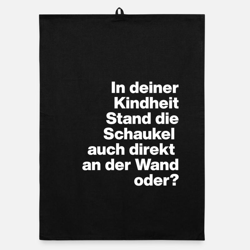 SCHAUKEL AN DER WAND, DUMM, SARKASMUS, FRECH - Organic Geschirrtuch - Schwarz
