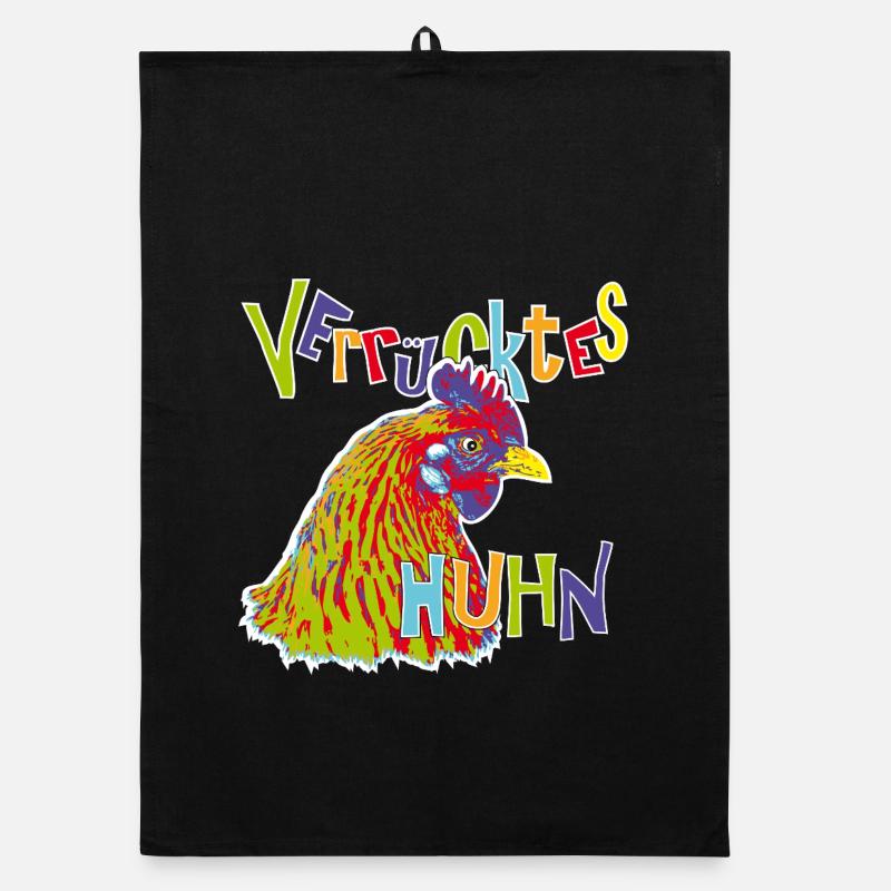 Fans de poulet - Coq - Coq - Poulet fleur - Bio - Torchon bio - noir