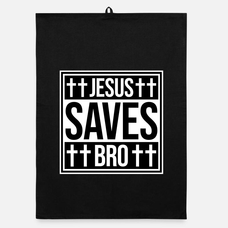 Jesus Saves Bro Lustig Religiös Spruch Glaube Logo Organic Geschirrtuch