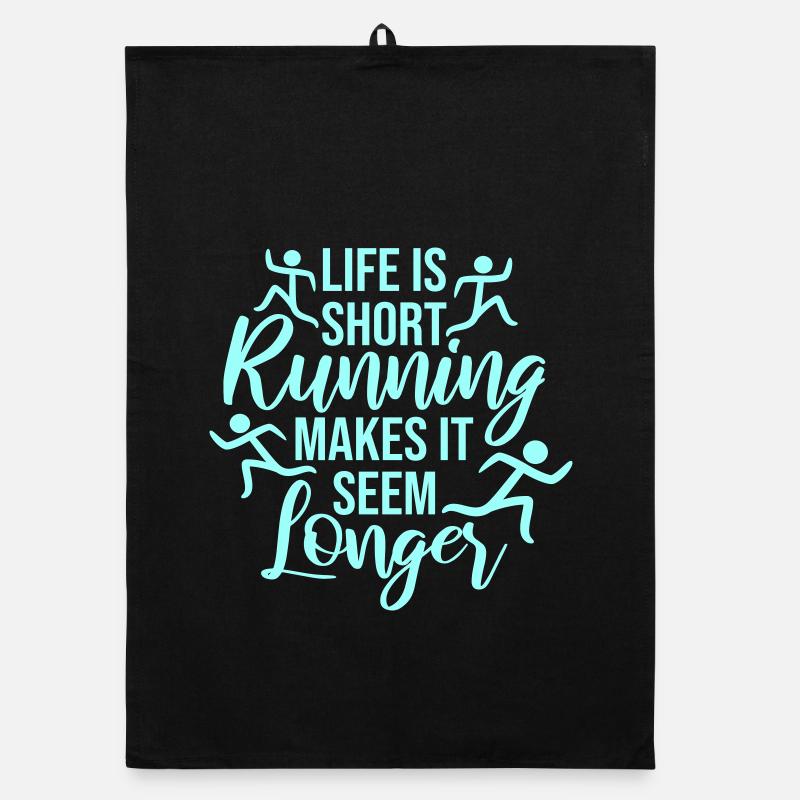 Life Is Short Running Makes It Seem Longer Funny Organic dish towel