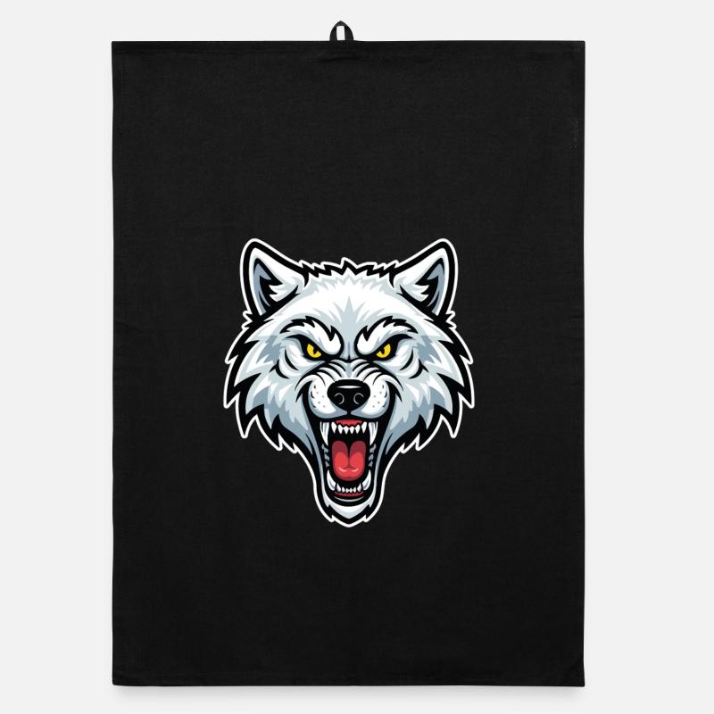 Arctic White Wolf Yellow Eyes Wolf Logo Organic dish towel