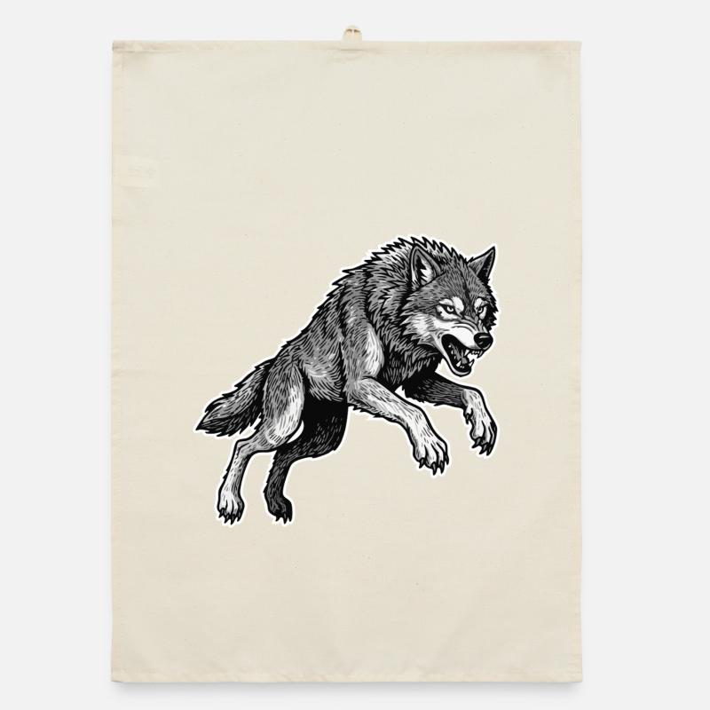 Wild Wolf Race Maskottchen Alpha Wolf Organic Geschirrtuch